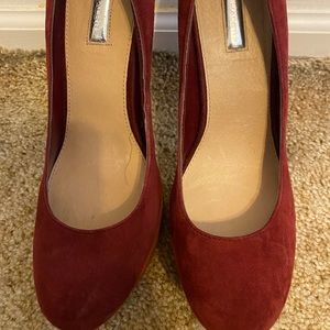 Cranberry and burnt orange heels